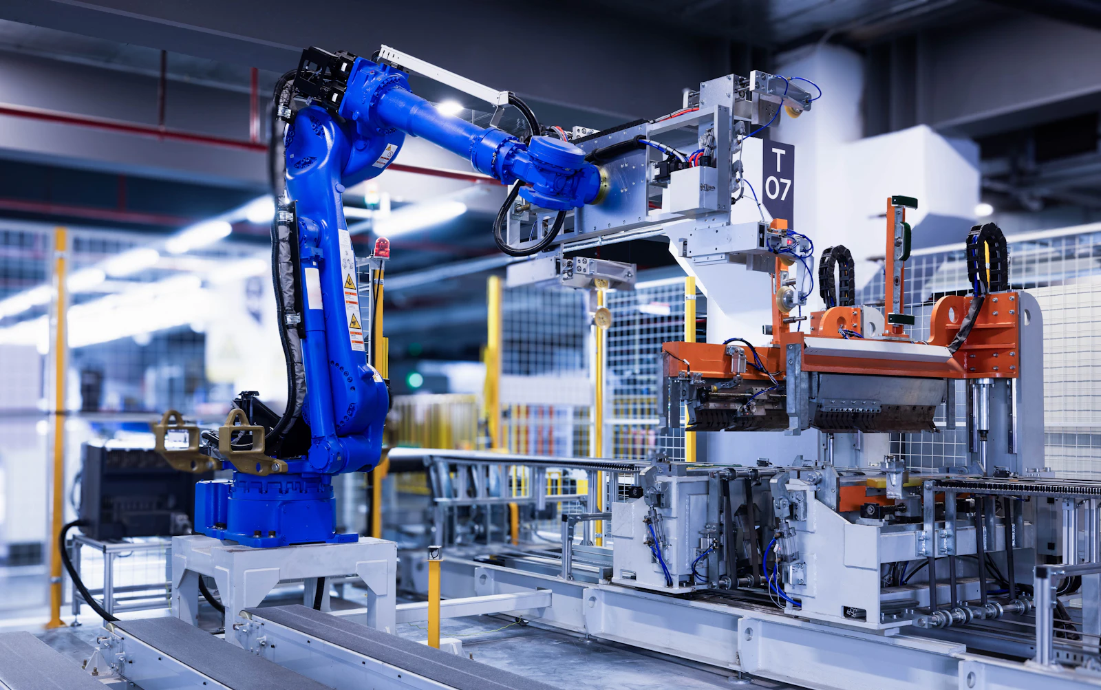Industrial robotic arm illustrating AI and robotics services